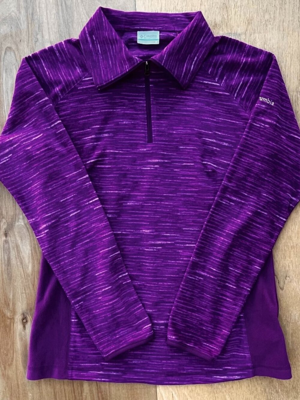 COLUMBIA FLEECE STRIPED PULLOVER 1/4 ZIP JACKET Women’s sz M Purple